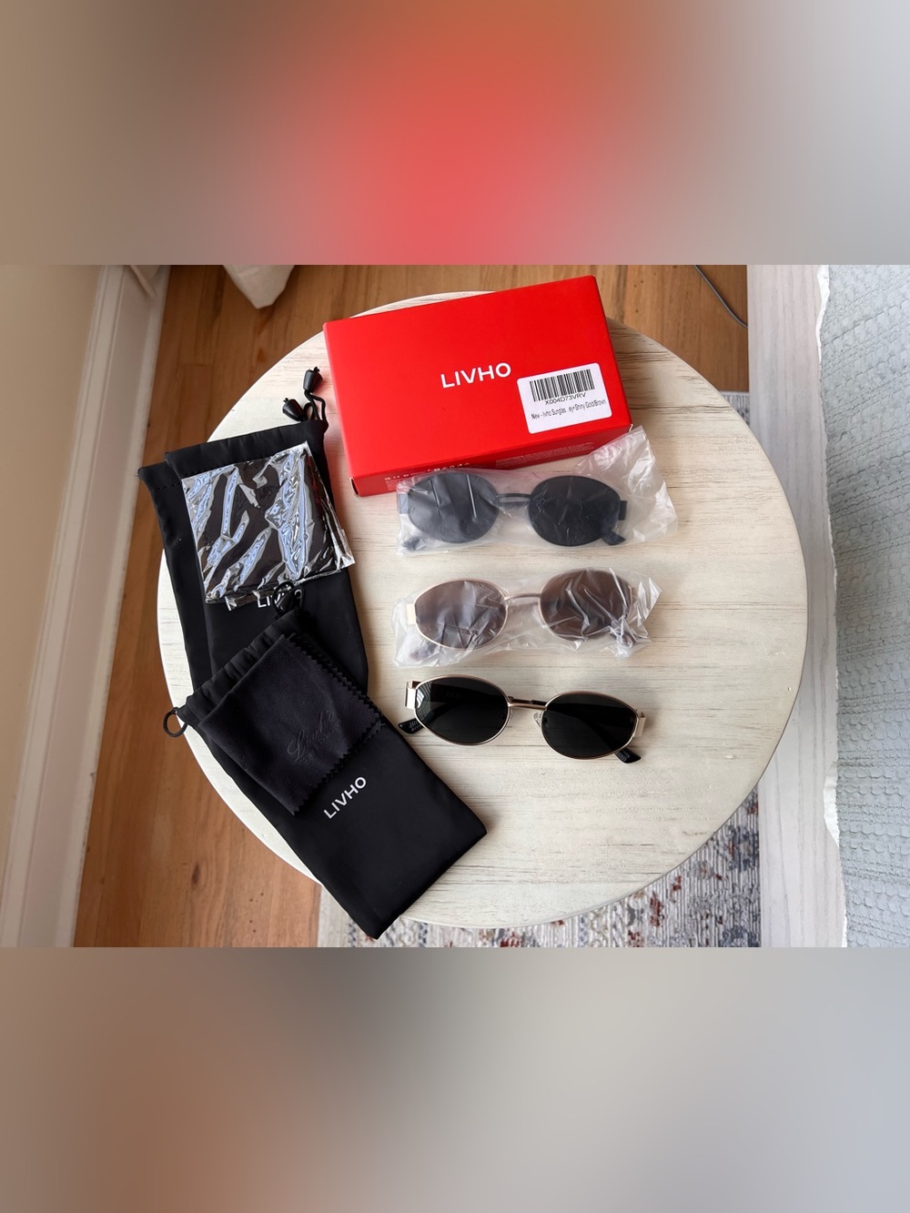 Bundle of 3 pairs LIVHO Amazon oval frame sunglasses gold brown black tromphe